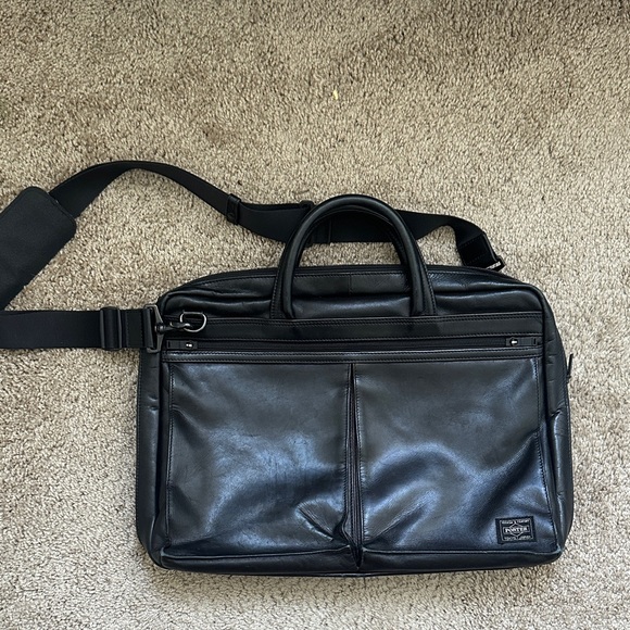 Porter Yoshida Japan Black Leather briefcase Bag